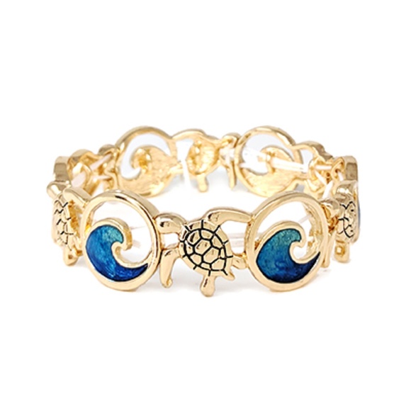 Sealife Turtle & Wave Epoxy Bracelet - Picture 1 of 2